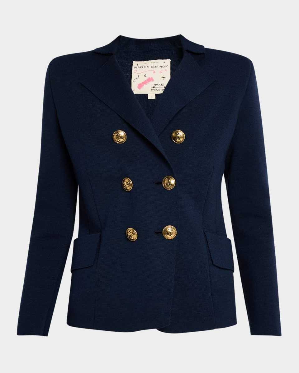Nautical Double-Breasted Merino Knit Jacket